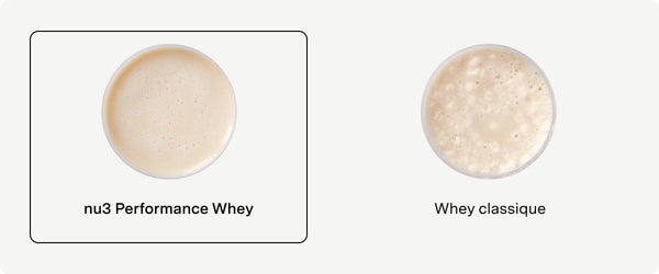 Comparaison de la solubilité de la Whey nu3 et classique